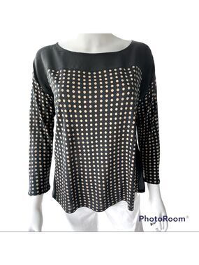 J Crew Hi-Line 3/4 Sleeve Polka Dot Top Size Small